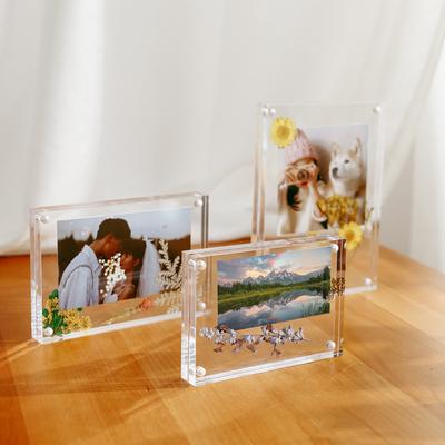 Transparenter Acryl-Bilderrahmen, magnetischer doppelseitiger Fotorahmen, Kpop-Fotokartenhalter, Album, Poster, Tag, Displayständer, Desktop