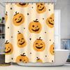 Halloween Decorative Shower Curtain Orange Pumpkin Halloween Shower Curtain Waterproof Washable Fabric Home Decoration Bathroom