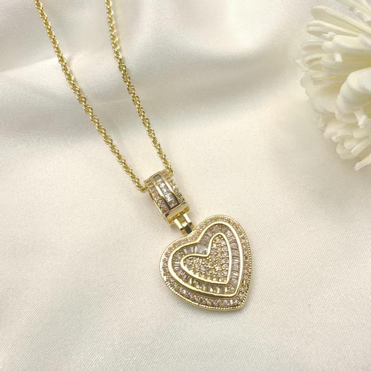 Bingtang Love European and American Ins Versatile Heart-shaped Jewelry Women s Necklace Pendant 60CM(Necklace Long)