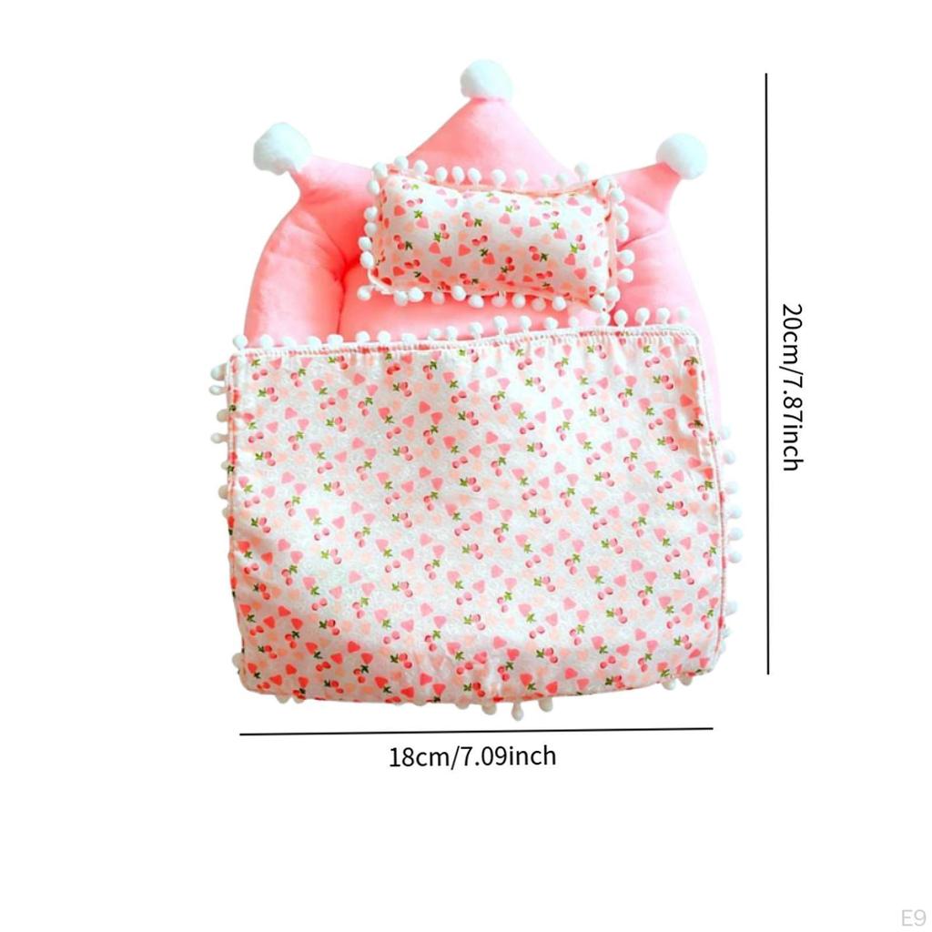 Doll Bed Desktop Display Quilt Mattress Pillow Miniature Furniture for Bedroom Decoration