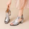 Women's high-heeled sandals summer comfortable versatile thick heel large size Roman fish mouth sandals