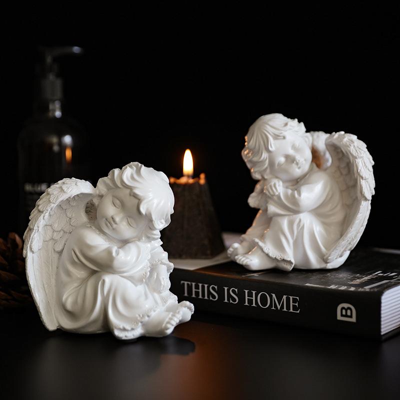 8–30cm Continental-Inspired Resin Praying Angel Figurine | Distinct Contemporary Style Workmanship Bedroom & Shelf Adornment