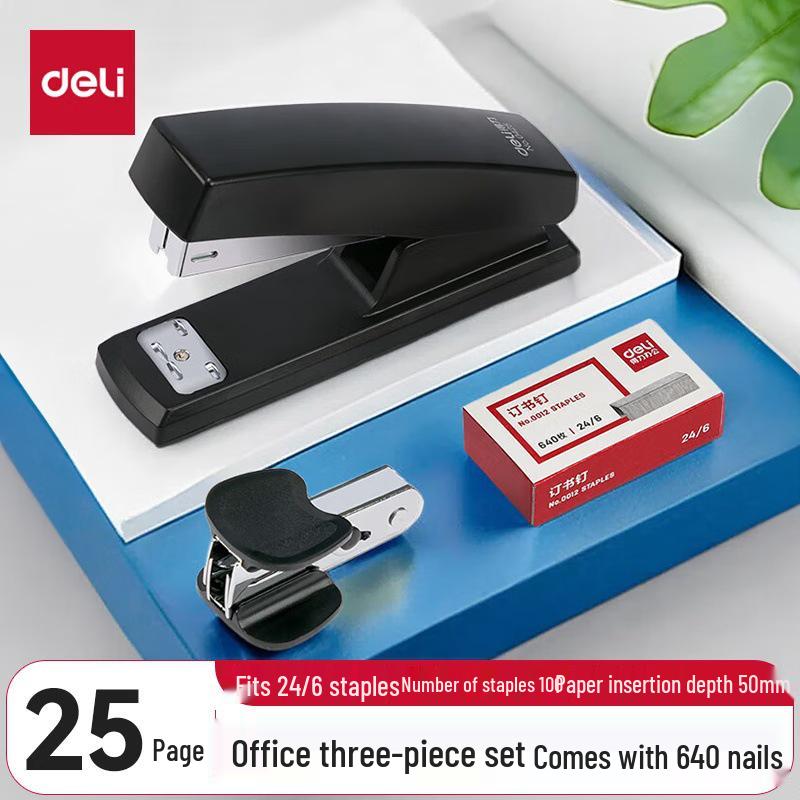 Deli Mini Stapler Set: Includes Staples and Staple Remover for Effort-Saving Office Binding