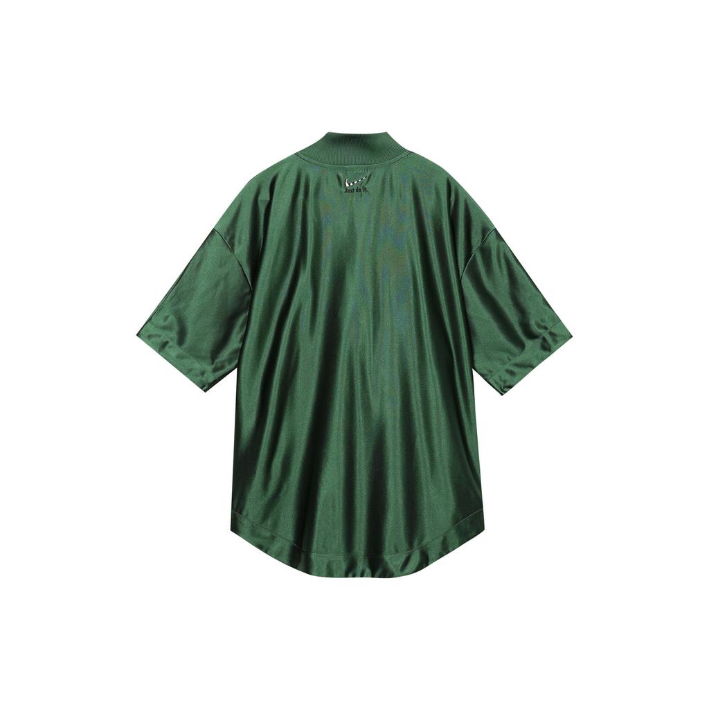 Nike Spor Giyim Düz Renk Beyzbol Yaka Kısa Kollu Gömlek Kadın Üstleri Ladin-Yeşil FQ0700-323
