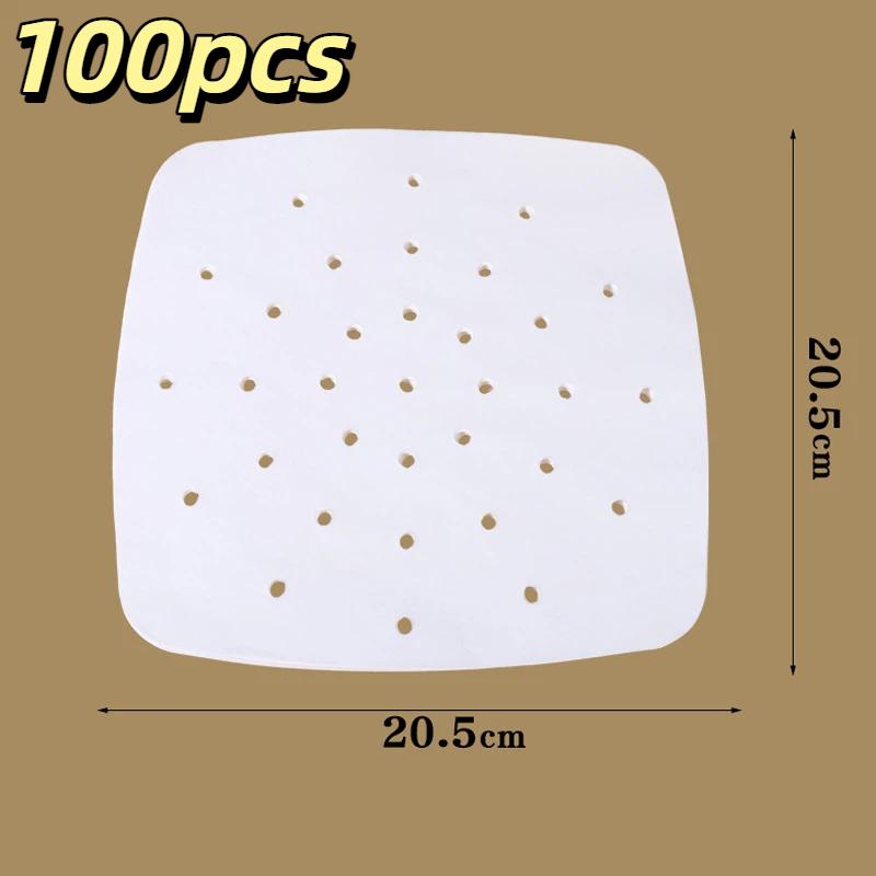 100Pcs Air Fryer Paper Disposable Air Fryer Parchment Kraft Paper Liners Non-Stick Steamer Liners For Oven Microwave Steaming