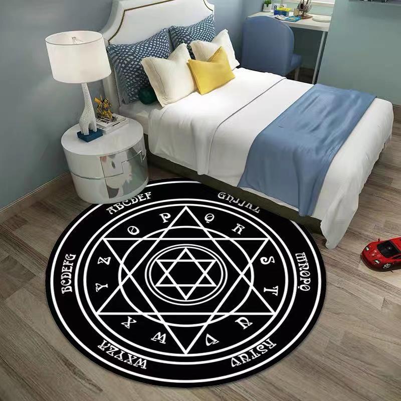 Cute Cartoon Cherry Blossom Magic Tarot Round Carpet Home Living Room Bedroom Floor Decoration Computer Chair Mat Carpet
