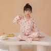 Girls Cotton Pajama Set Long Sleeve Open Collar Cartoon Print Sleepwear Fall Kids Home Wear