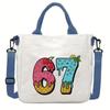 Steal a Brainrot 67 Unicorn Printed Student Crossbody Bag Casual Canvas Shoulder Bags