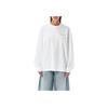Logo Print Round Neck Long Sleeve Pullover T-Shirt Women Tops White T39383649151
