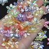 50pcs Rainbow Acrylic Flower Beads, Transparent Petal Beads, Suitable for DIY Necklace, Earring, and Decorative Bead Making Acce