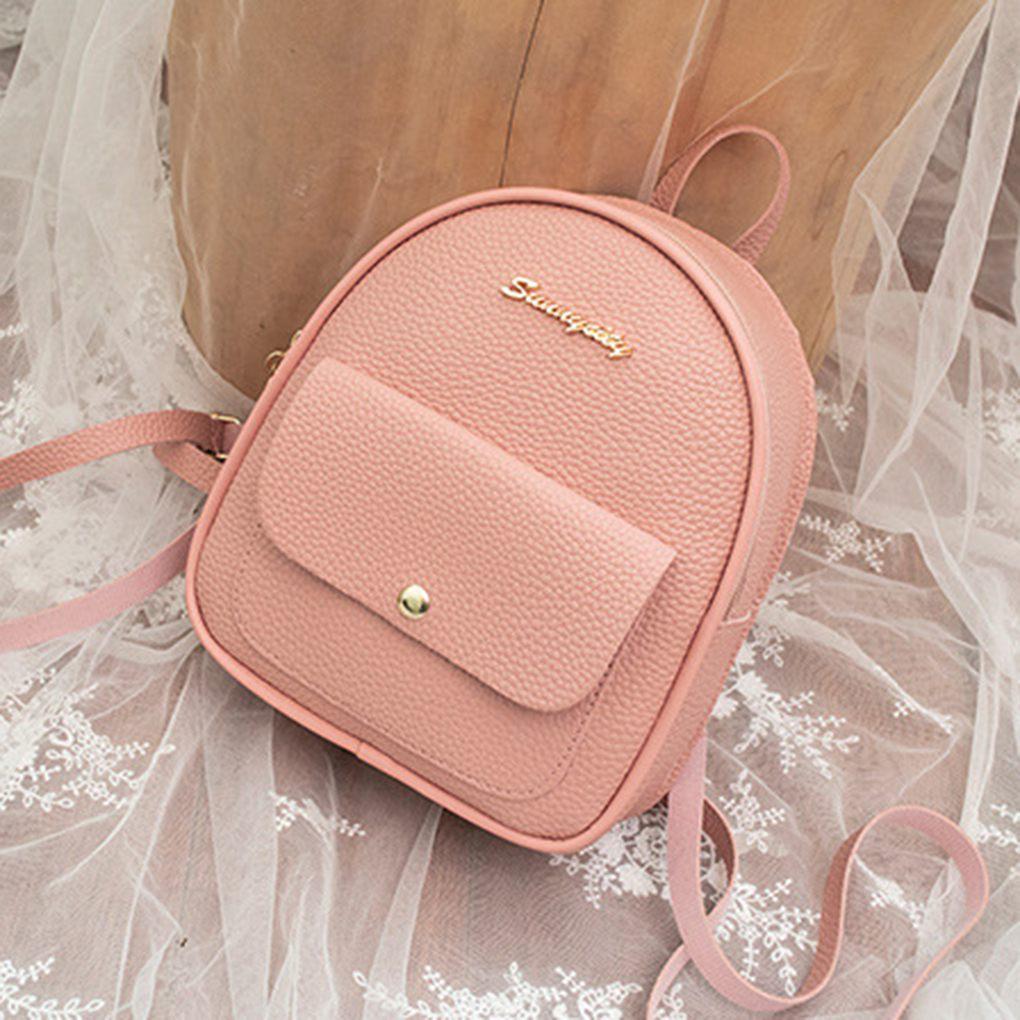 2020 Backpack Women Korean Style PU Leather Shoulder Bag For Teenage Girls Multi\-Function Small Bagpack Female Phone Pouch