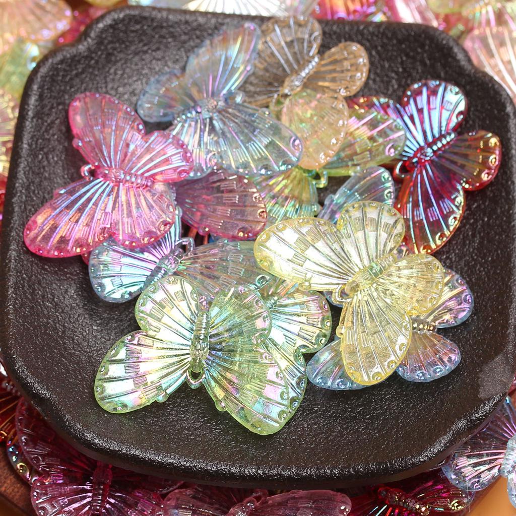 500g 30*23mm about 540Pcs Fashion Jewelry Accessories for Necklace Laser Colorful Bracelet Making Butterfly Beads DIY Handmade Material