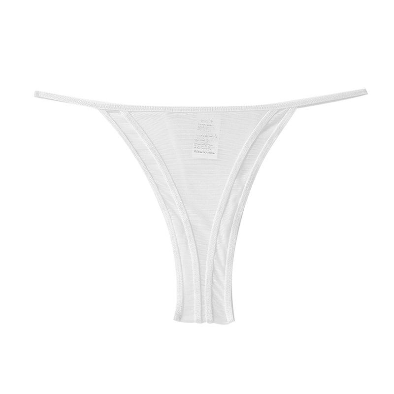 Seamless Ice Silk Briefs Breathable Cotton Bikini Panties T-back Thong Sexy Low Waist Women Underwear Cotton G-String Underpants Femlae Lingerie