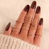 Sada prstenů s českým zlatým řetízkem pro ženy Fashion Boho Coin Snake Moon Rings Dárkové šperky Party Trend