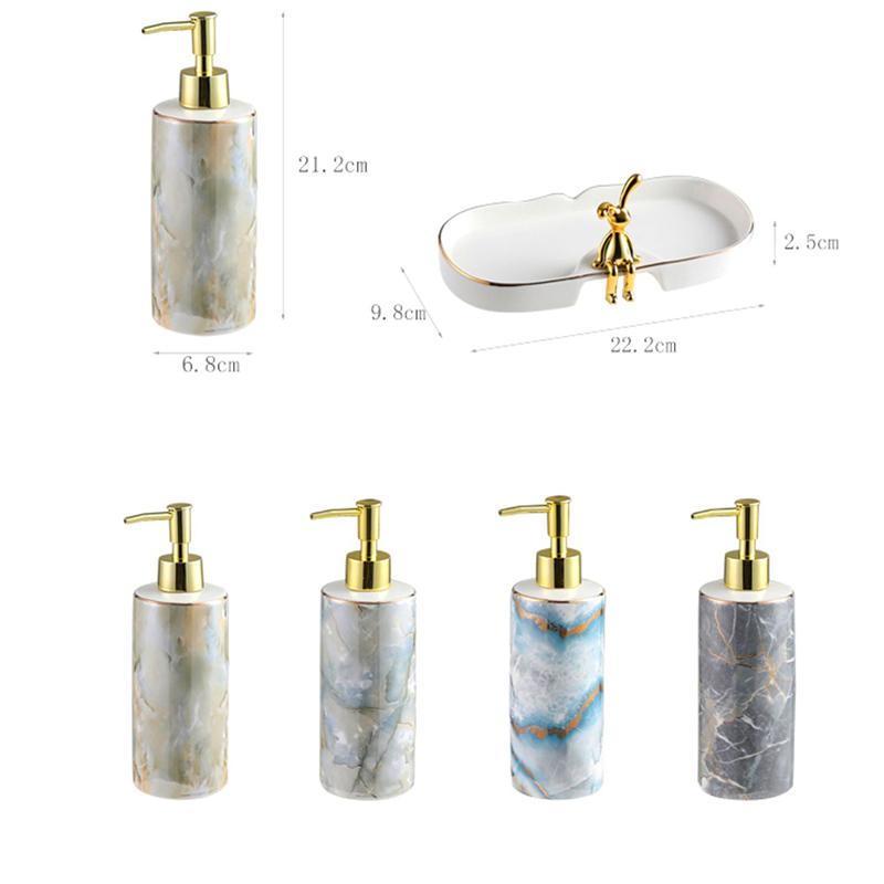 Kreative Vergoldete Keramik-Lotionflasche mit Marmormuster Hotel-Shampoo-Nachfüllflasche Unregelmäßiger Spender Badezimmerzubehör
