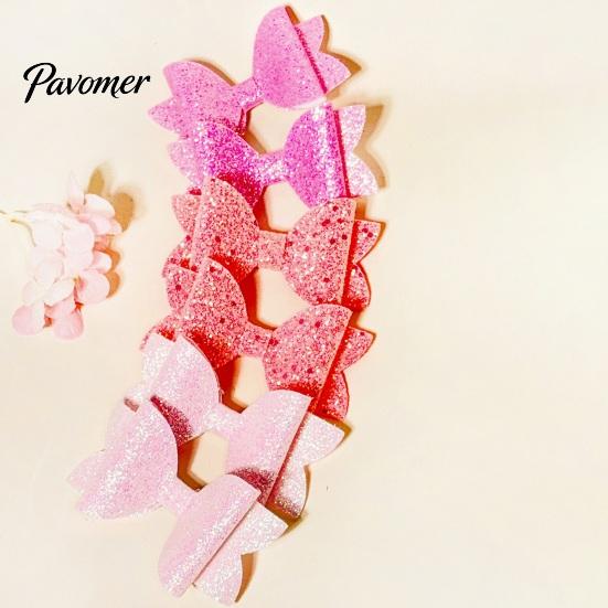 Sparkly Hair Bows for Children 2Pcs Solid Color Glitter Bow Clip Girls, Double Layer Sparkling Cute Barrettes Little Girls Hairpin, Decorative
