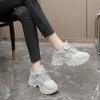 Fashion Spring and Autumn Versatile Sneakers for Women Casual Thick Bottom Vulcanize Shoes Lace Up Mesh Height Increase Women's Shoes