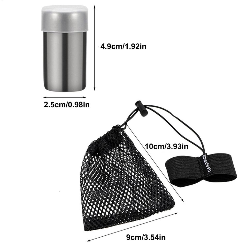 Camping Seasoning Bottle 2pcs Small Pepper Shaker With Lid Stainless Travel Salt Container With Storage Bag For Outdoor Cooking