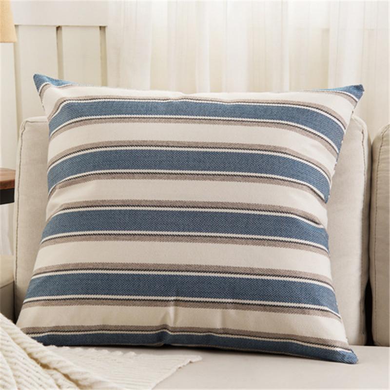 45x45cm Classic Striped Cotton Linen Sofa Cushion Cover Car Seat Throw Pillowcase Home Living Room Decoration