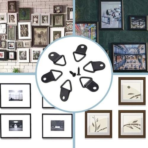 ESJNNK Triangular Hanging Hooks, Set of 100, for Picture Hanging, Bill Hooks, Small Hooks, with Wood Screws and Box (Silver)