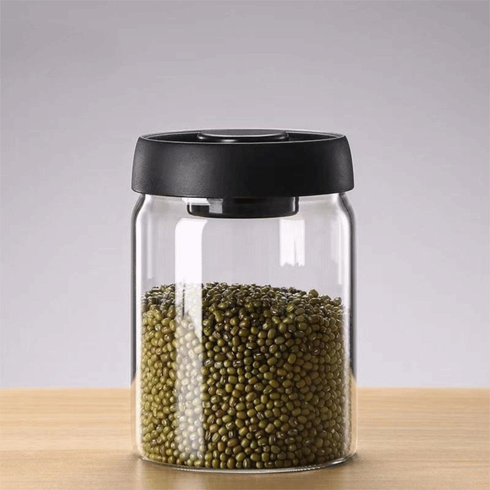 Press Type Coffee Bean Storage Jar Manual Glass Coffee Jar Vacuum Sealed Jar Home Use