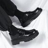 Black Leather Shoes Men's Platform Heightening Retro Single Shoes Big Round Head Men's Business Dress Round Head Leather Shoes G2135