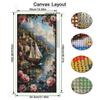 Haus Segelboot Blume Große Größe Diamantmalerei Landschaft DIY Voll Platz Rundbohrer Strass Stickerei Mosaik Kreuzstich-Kits Wanddekoration