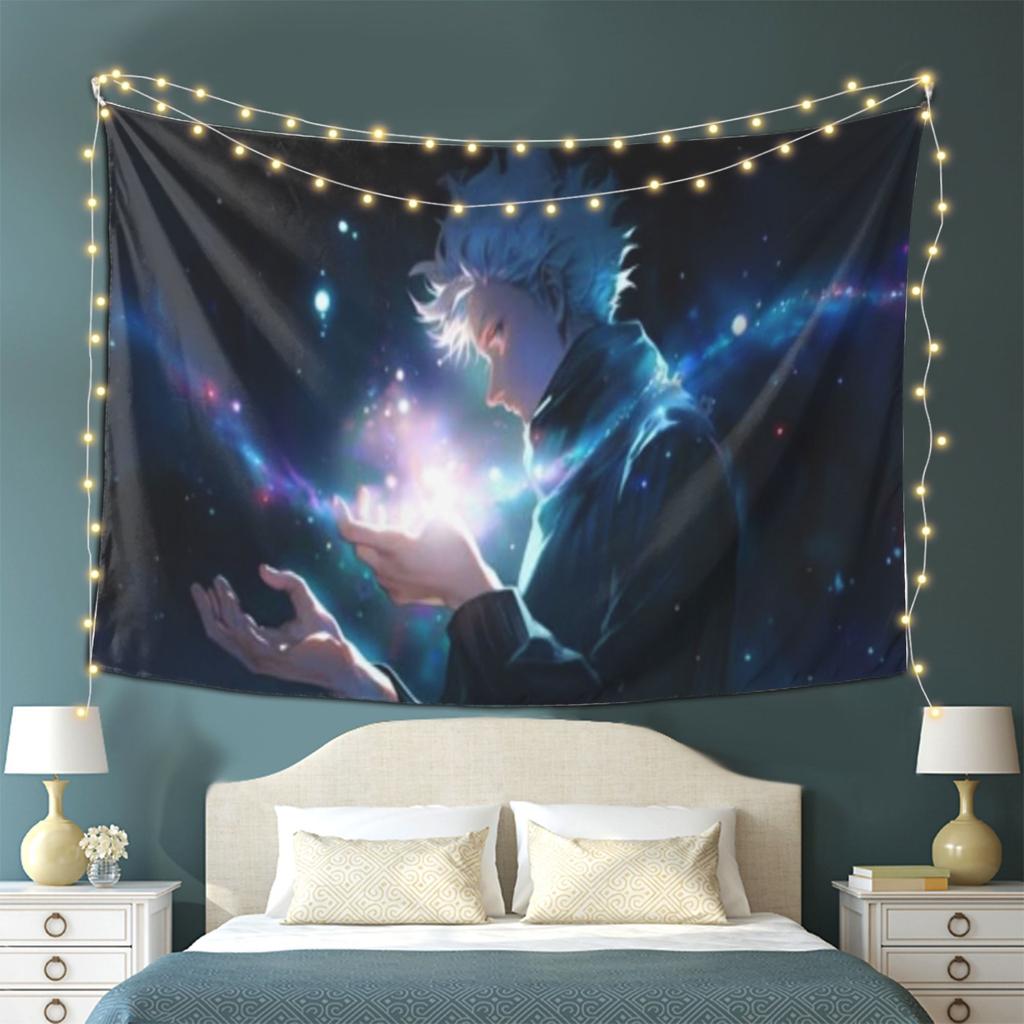 Magical Anime Sorcerer Tapestry  Celebrate Fantasy Art with Vibrant Spell Casting Scene  Perfect for BedroomLiving Room Decor