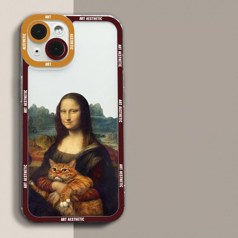 Great Art Aesthetic David Mona Lisa Clear Phone Case For iPhone 16 15 14 13 12 11 Pro Max 16E Mini XS X SE2 7 8 Plus Soft Cover
