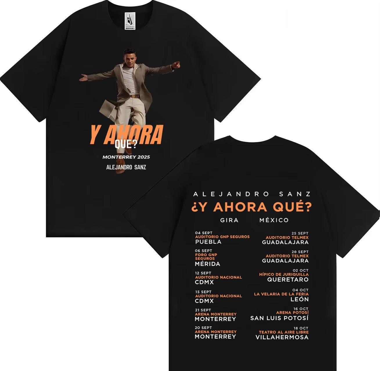 

2026 Singer Alejandro Sanz Album Tour Spring summer Print Crewneck High Quality Tee Casual Tshrit Mens Womens Tshirts M