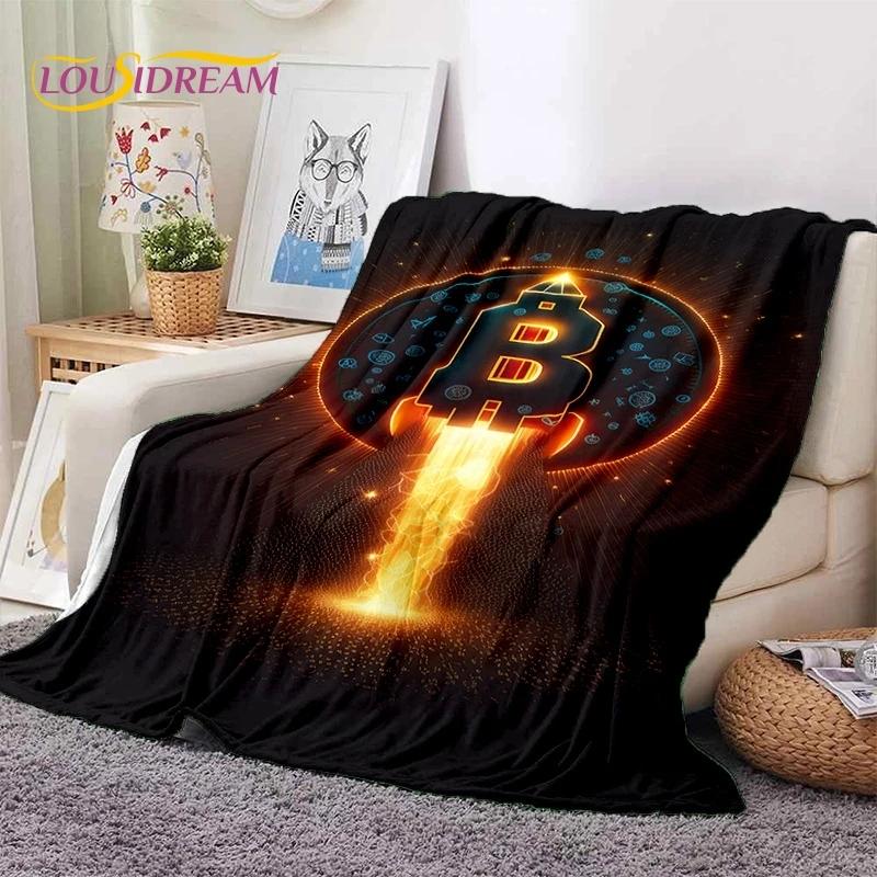 Bitcoin Virtuelle Währung NFT Weiche Flanelldecke für Betten Schlafzimmer Sofa Picknick, Überwurfdecke zum Zudecken Outdoor Freizeit Nickerchen Geschenk