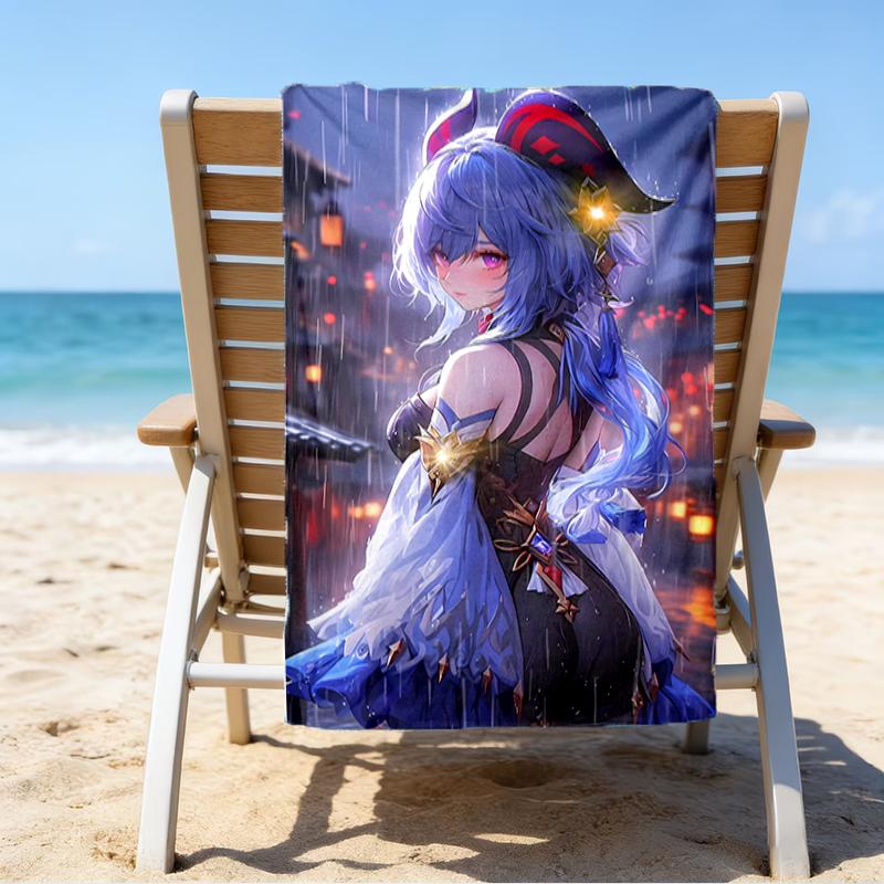 Proof Beach Towel with a Genshin Impact Characters5 Pattern - Soft,absorbent,quick-drying,machine Washable - Perfect for Swimming,camping,bathing