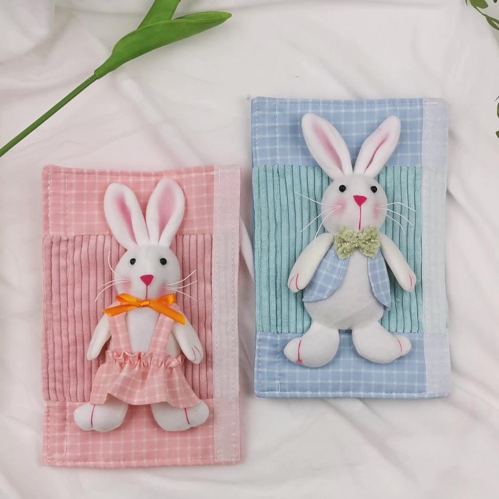2-piece 3D Rabbit Handle Covers for Easter. Cute Cartoon Design Fits Fridge, Microwave, Oven and Dishwasher As Lovely Kitchen Decor.