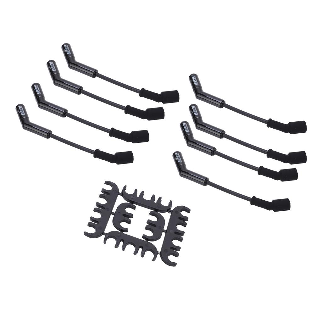 Spark Plug Wire Set 8mm Dia 500Ohmsft Black Stainless Steel Plug 9070CK Replacement for GM LS