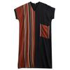 The Real Shot Is Summer Fat Mm Thin Cotton and Linen To Cover The Belly Thinness V-neck Short-sleeved Contrasting Color Splicing Black Long Dress.