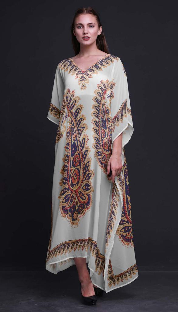 Phagun Floral & Paisley Ladies Kaftan Holiday Loungewear Maxi Dress Beach