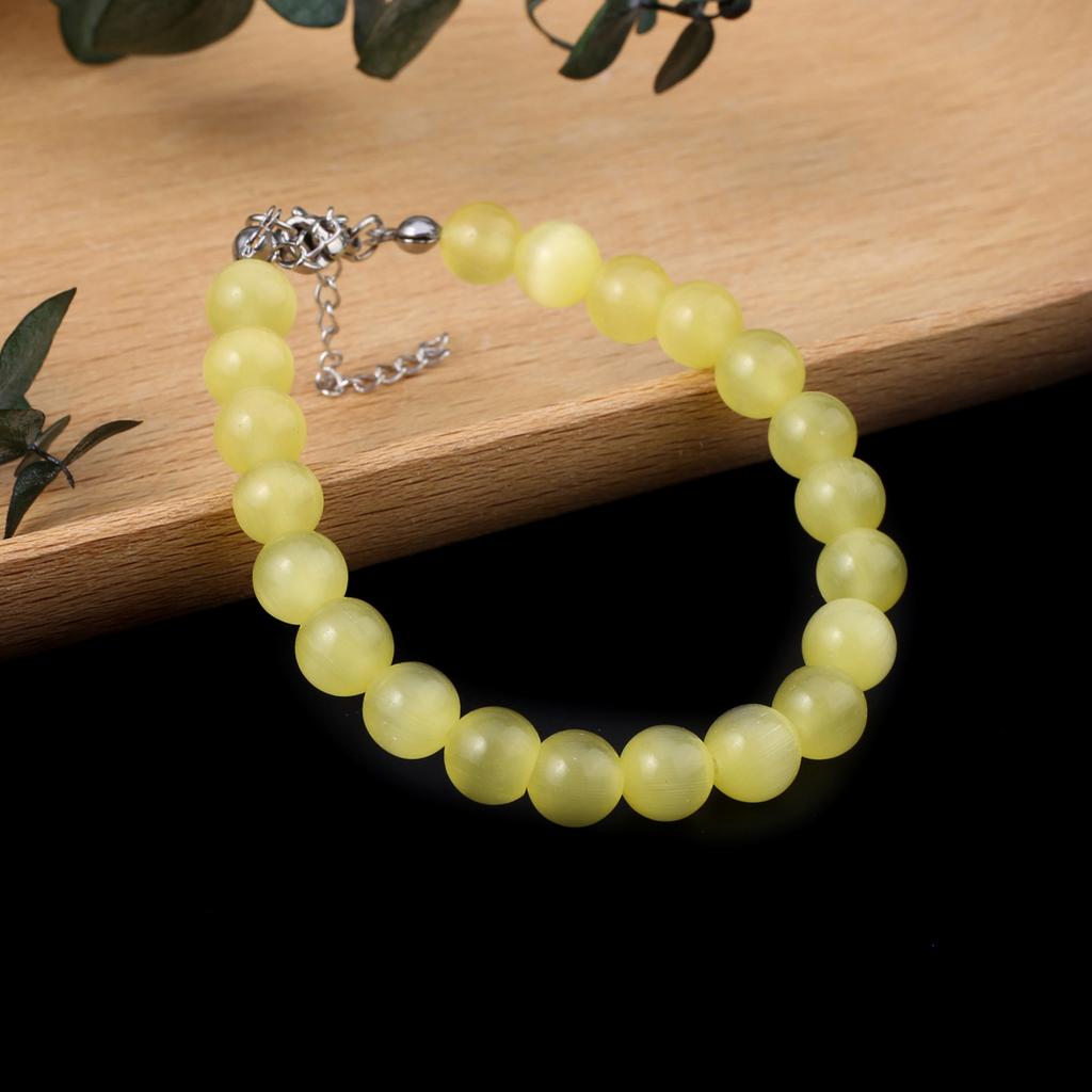 Γυναικείο Βραχιόλι Φυσική Πέτρα Χάντρες Μάτι της Γάτας 8X8 MM Γούρια Για Γυναίκες Ρομαντικό Δώρο Γενεθλίων