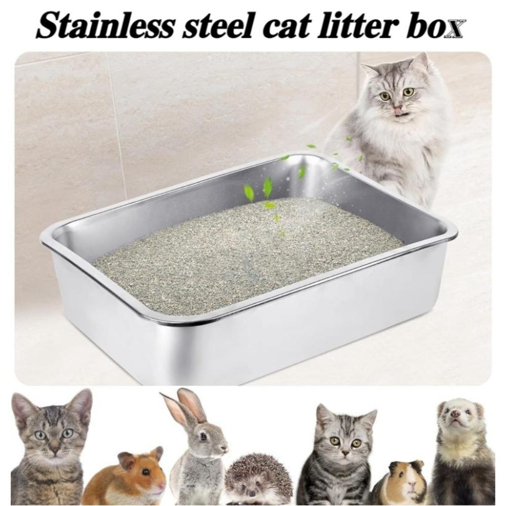70cm Stainless Steel Cat Litter Box Extra Large Sandbox for Cat Thickened Cats Toilet Easy Clean Pet Products Supplies