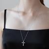 (92.5 Silver) Dazzling Cross Pendant Long Necklace Original Rhodium Nz2481