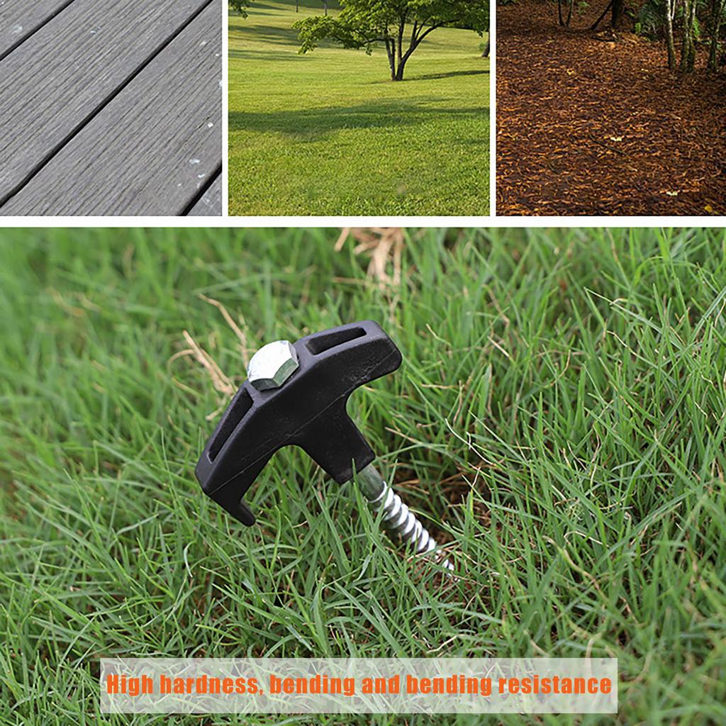 Portable Rotating Plastic Head Ground Screw 8x200mm Heavy Duty Spiral Earth Anchor for Outdoor Tent Canopy and Garden Use