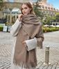 Classic Simple Solid Wool Blend Scarf Women Men Fall Winter High Quality Woolen Shawl Thick Warm Tassel Muffler Female Male Wrap