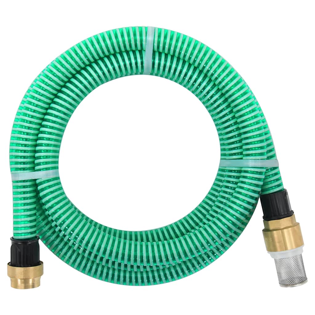 vidaXL Saugschlauch mit Messing-Anschlüssen Grün 1,1  20 m PVC grün