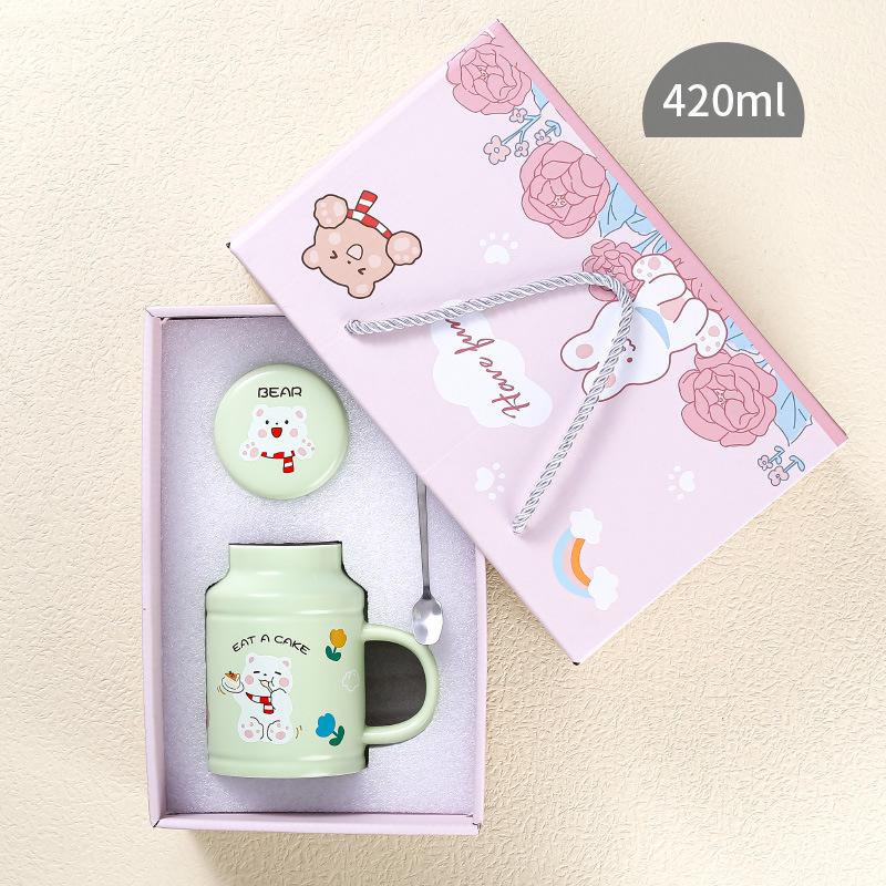 Niedlicher kreativer Retro-Becher Internet-Berühmtheit Hase Blume Tier Keramiktasse Damen Heim-Büro-Tasse Hase