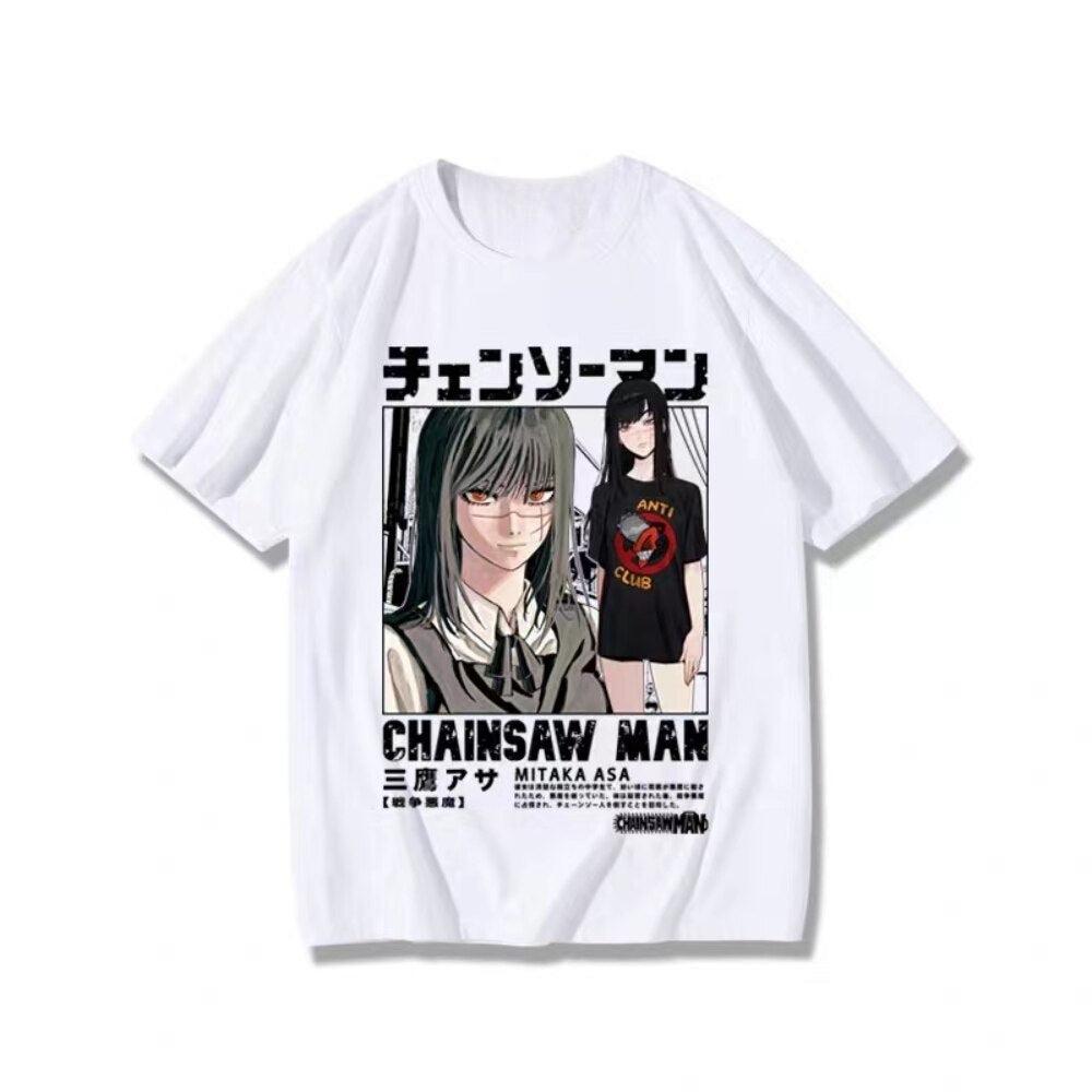 Modă Chainsaw Man Mitaka Asa Tricou Model Anime Bumbac Mânecă Scurtă pentru Bărbați și Femei Vară Casual Street Wear Y2k