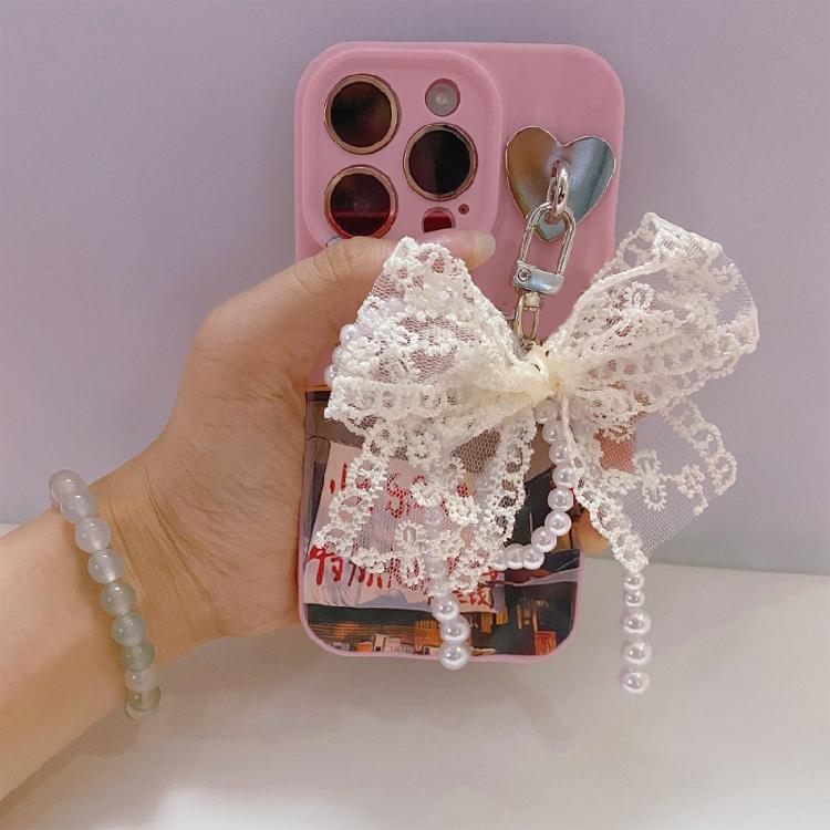 Pearls and Bowknot Embellished Keychain Elegant Bowknot Pearls Keychain Colorful Bowknot Pendant for Bags and Phones