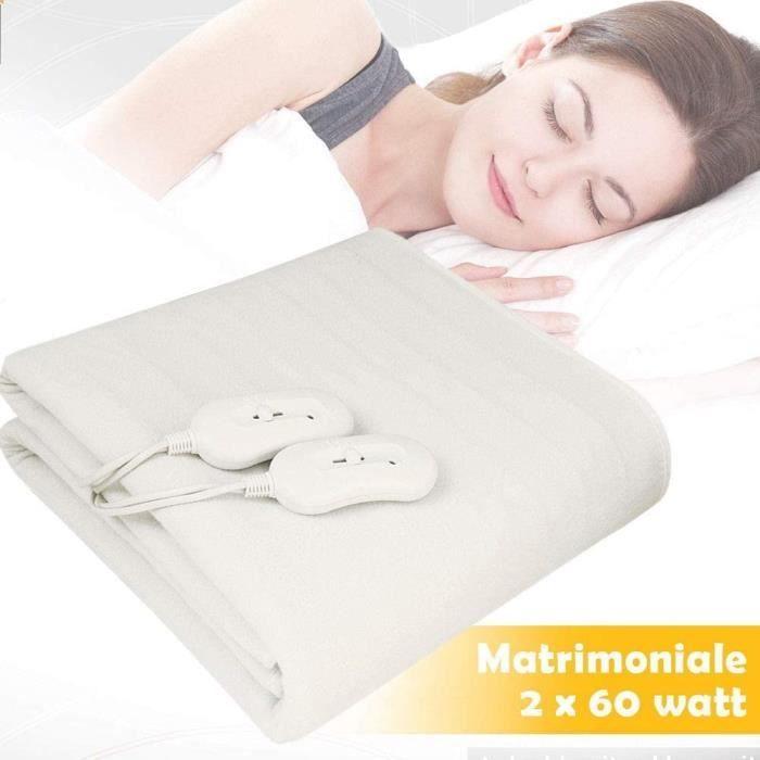 Couverture électrique - Bakaji - Protège-matelas - Tissu polyester - Télécommande - Double réglage de chaleur