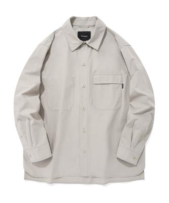 Oversized Flap Pocket Shirt Jacket Beige