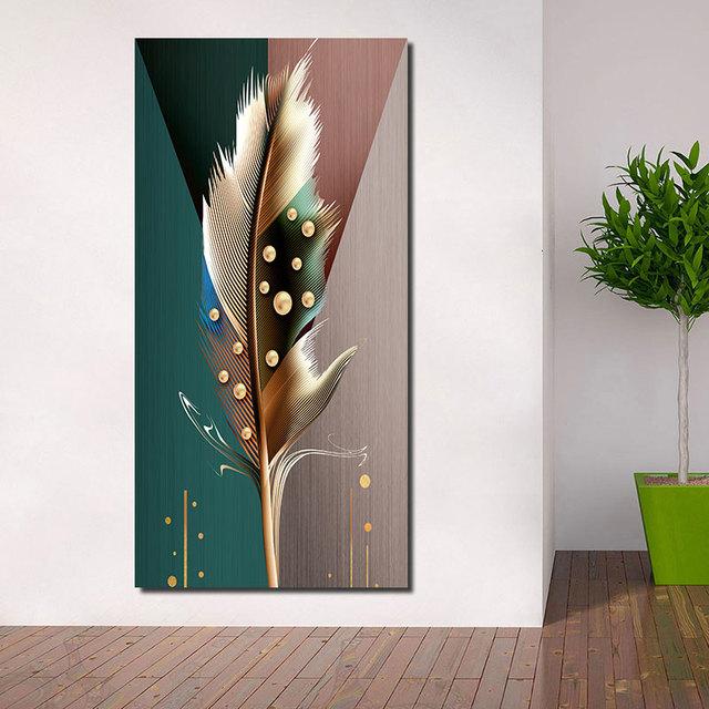 Abstract Luxury Feather Posters and Prints Nordic Colorful Canvas Painting Wall Art Pictures for Living Room Home Porch Decor