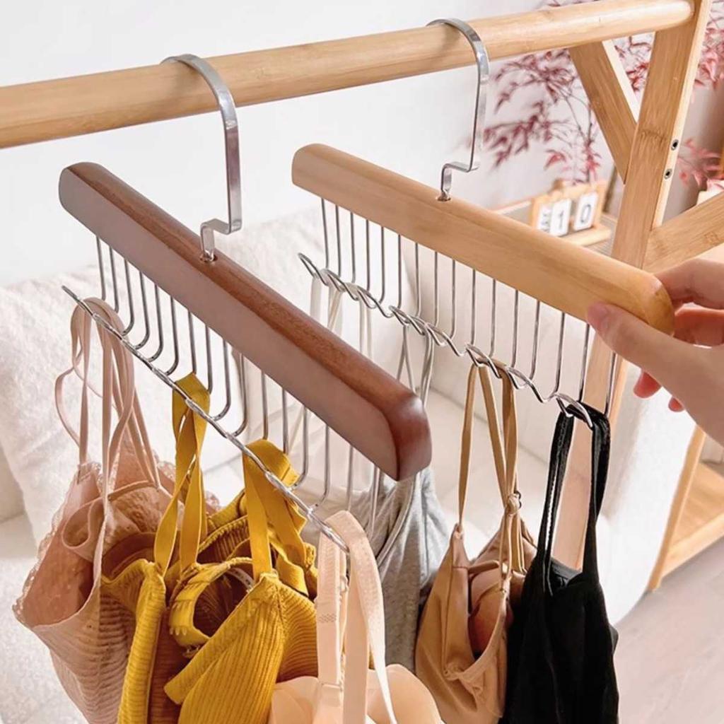 8-hook Multifunctional Wooden Hanger Storage Space-saving Rotating Display Rack Suitable for Ties, Underwear, Vests, Scarves