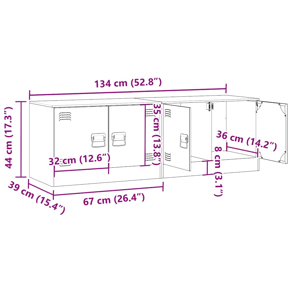 TV Cabinets (2 pcs) White 67 x 39 x 44 cm Steel